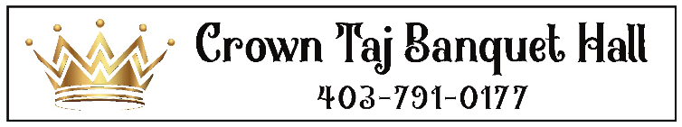 Crown Taj Banquet Hall sign